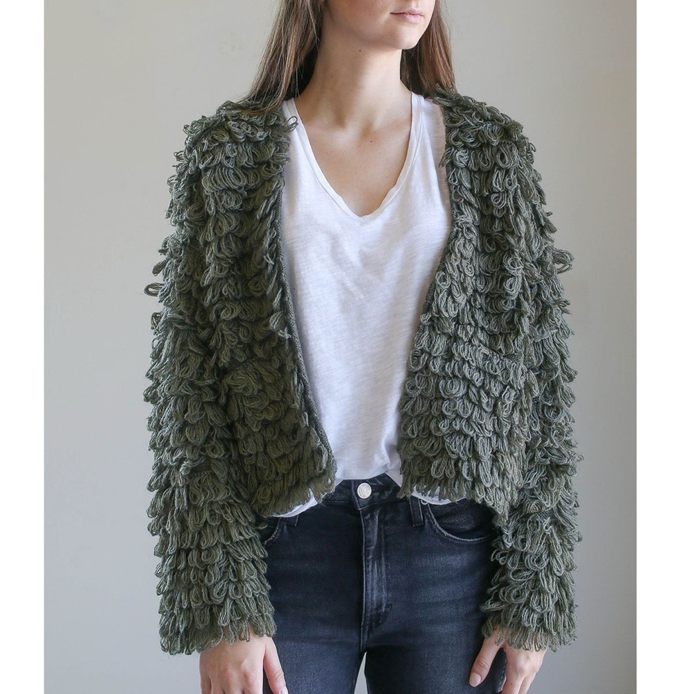 THE GREAT.
Short Monster Sweater Jacket Coat Caridgan Army Green‎ Size 1 S M 4 6